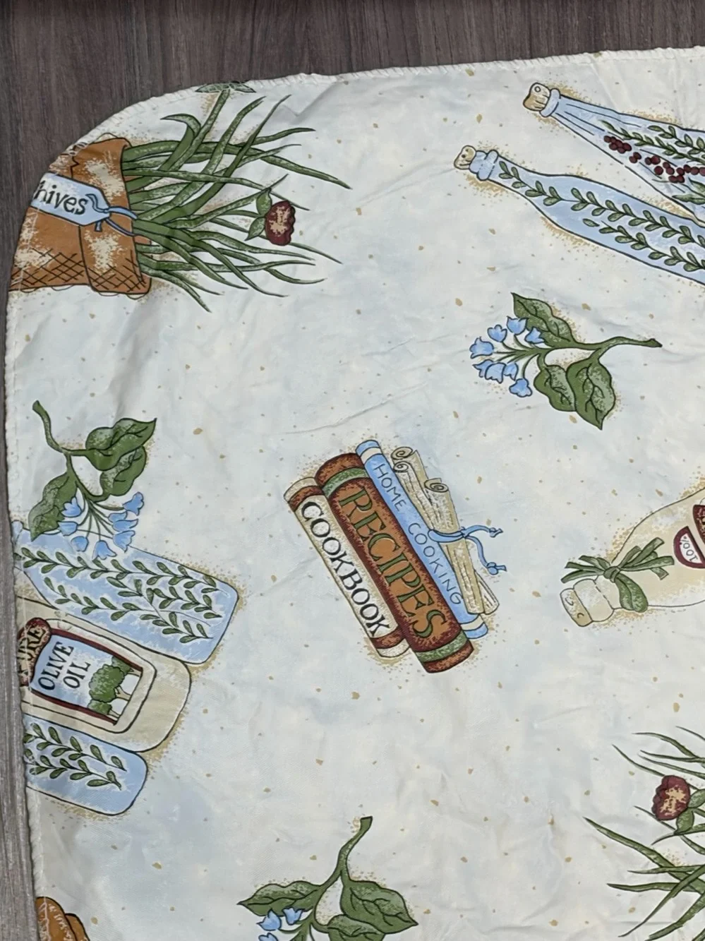 Vintage Large Plastic Vinyl Cooking Themed Tablecloth 50 x 50.15 cookbook Herb